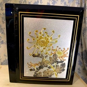 VTG Black Lacquer Toyo Japan Photo Album ft Chokin-Style Gold Silver Copper